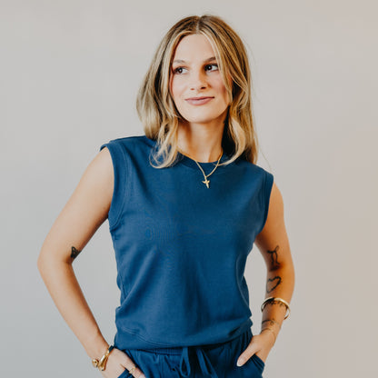 Thread & Supply | Paulie Top | Navy Peony