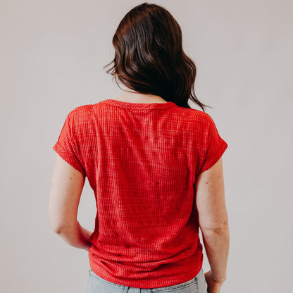 Staccato | Textured Knit Crew Neck | Red