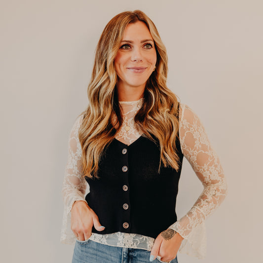 Blu Pepper | Sleeveless Cropped Vest | Black