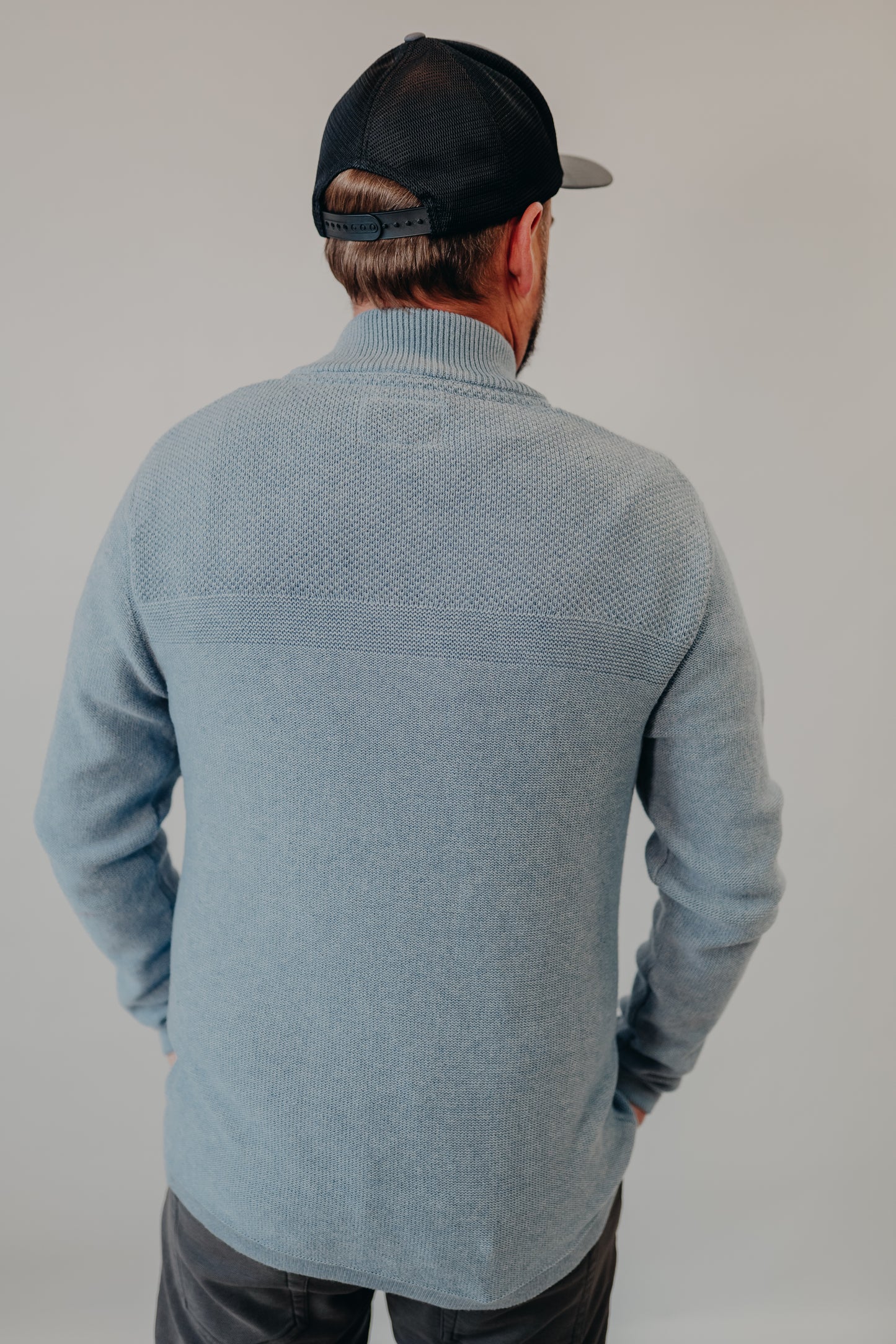 Flag & Anthem | Henryville 1/4 Zip Mock Sweater | Lt Blue Heather