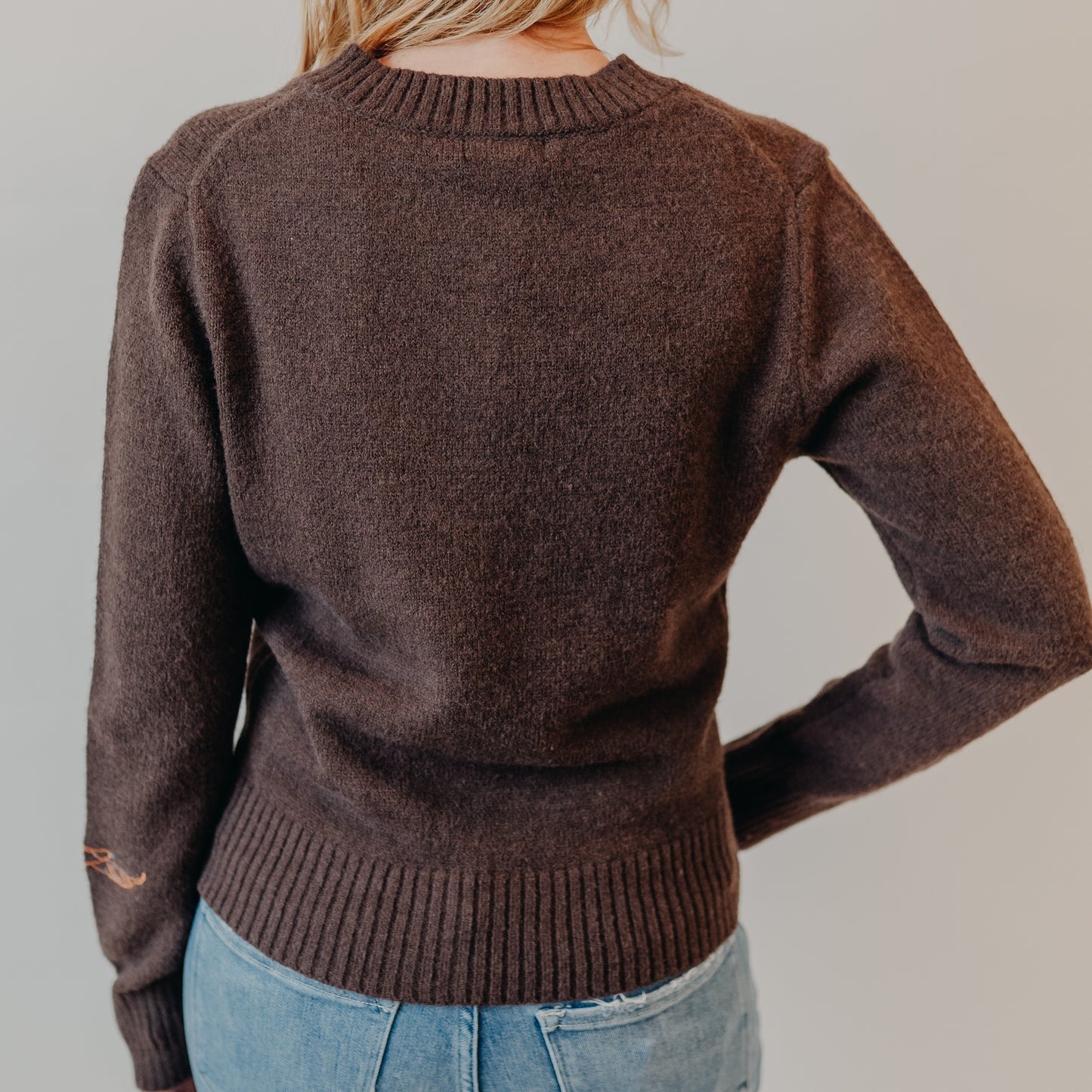 Blu Pepper | Animal Embroidered Cardigan | Chocolate