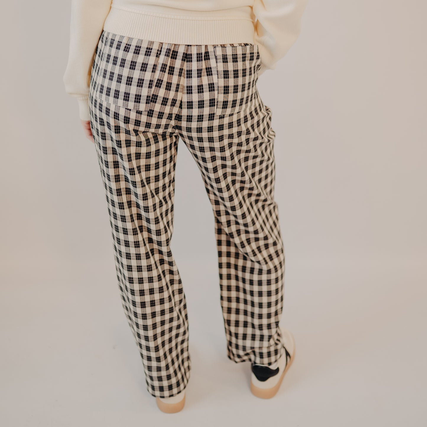 Wishlist | Cotton Plaid Pants | Black-Taupe