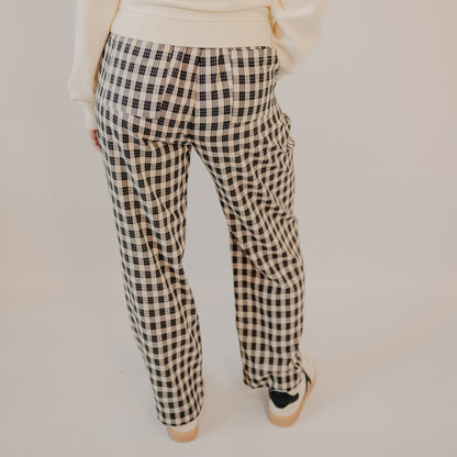 Wishlist | Cotton Plaid Pants | Black-Taupe