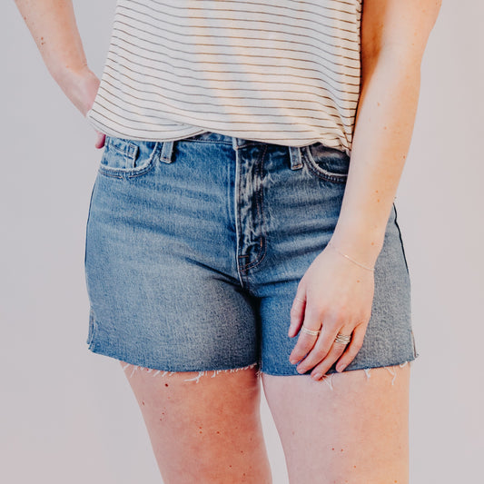 Vervet | High Rise Cleancut Hem A-Line Shorts | Inner Circle
