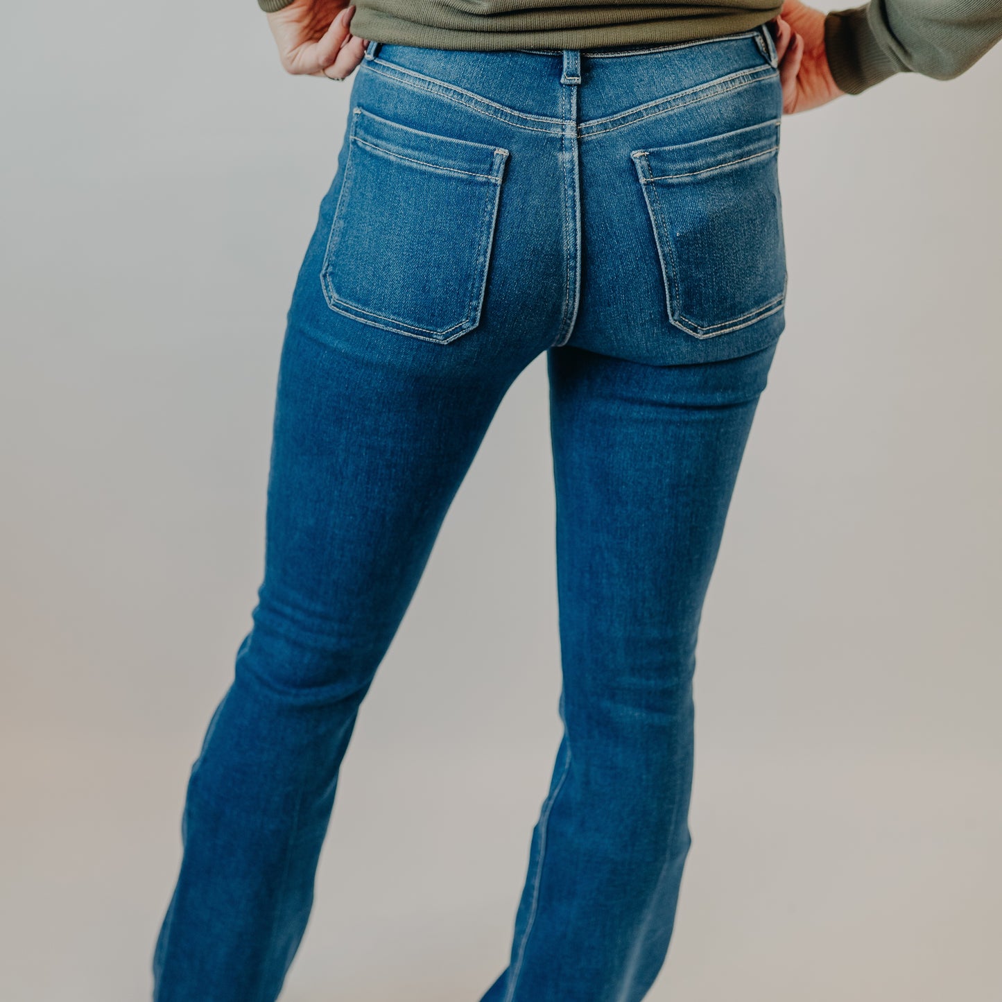 Vervet | Mid Rise Flare w/Patch Trouser Hem | Gleefully