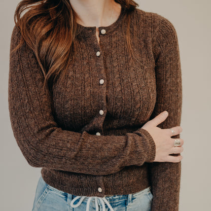 The Normal Brand | Bridget Cable Knit Cardigan | Umber