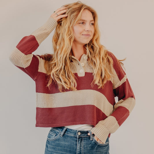 By Together | Collar Neck Knot Sweater | Taupe