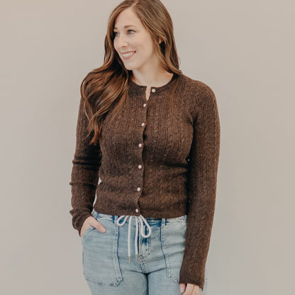 The Normal Brand | Bridget Cable Knit Cardigan | Umber