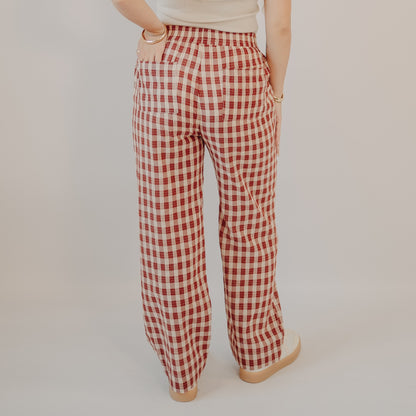Wishlist | Cotton Plaid Pants | Rust-Taupe