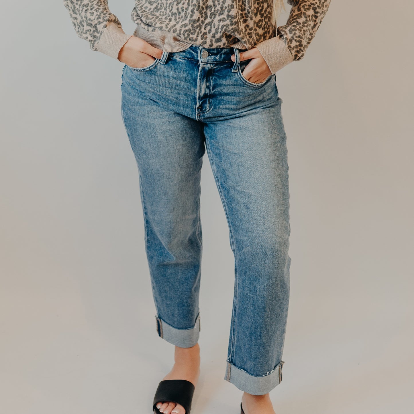 Flying Monkey | High Rise Single Cuff Crop Straight | Delectable