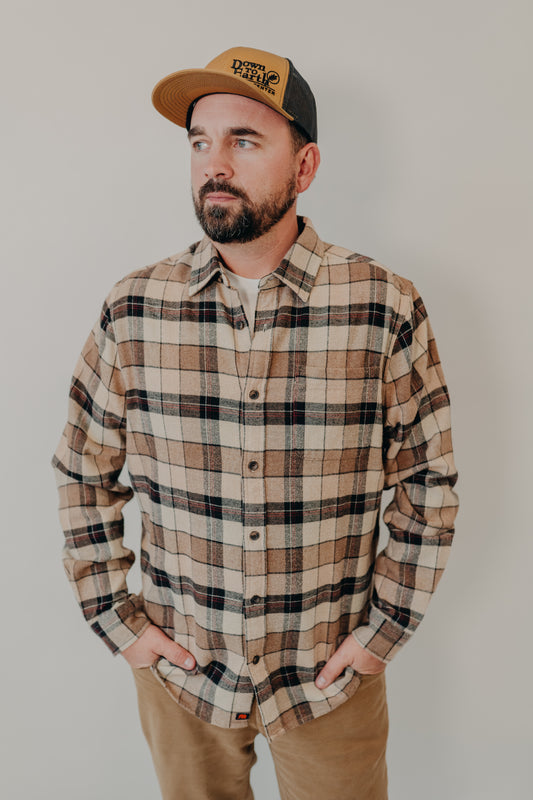 The Normal Brand | Louis Heavyweight Flannel Overshirt | Mink Plaid