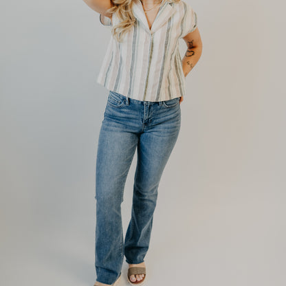 Vervet | Mid Rise Seamless Waist Bootcut | Flores Sea