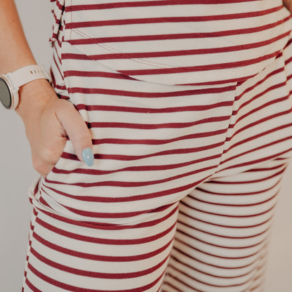 Blu Pepper | Stripe Wide Leg Lounge Pants | Burgundy