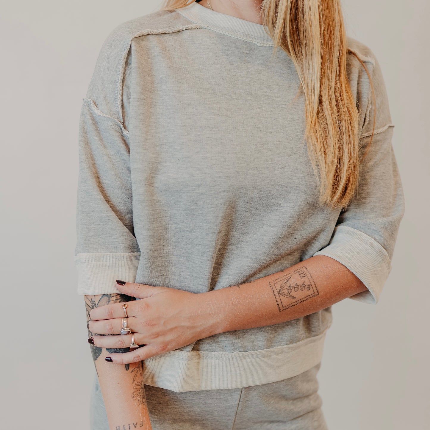 Gilli | Half Sleeve Floded Top | H Grey