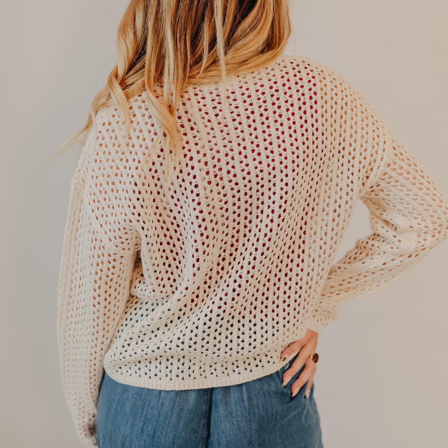 Doe & Rae | Split V-Neck Sweater | Cream