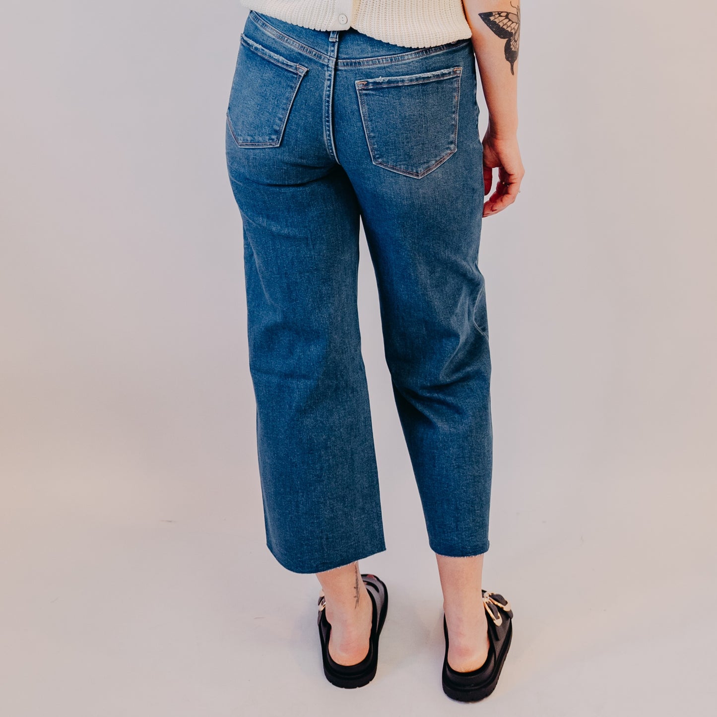 Vervet | High Rise Raw Hem Crop Wide Leg | Upgraded