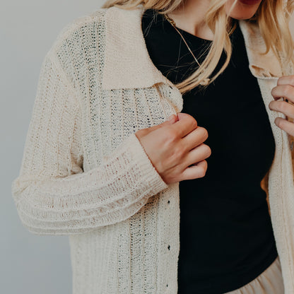 Be Cool | Textured Button Up Cardigan | Ivory