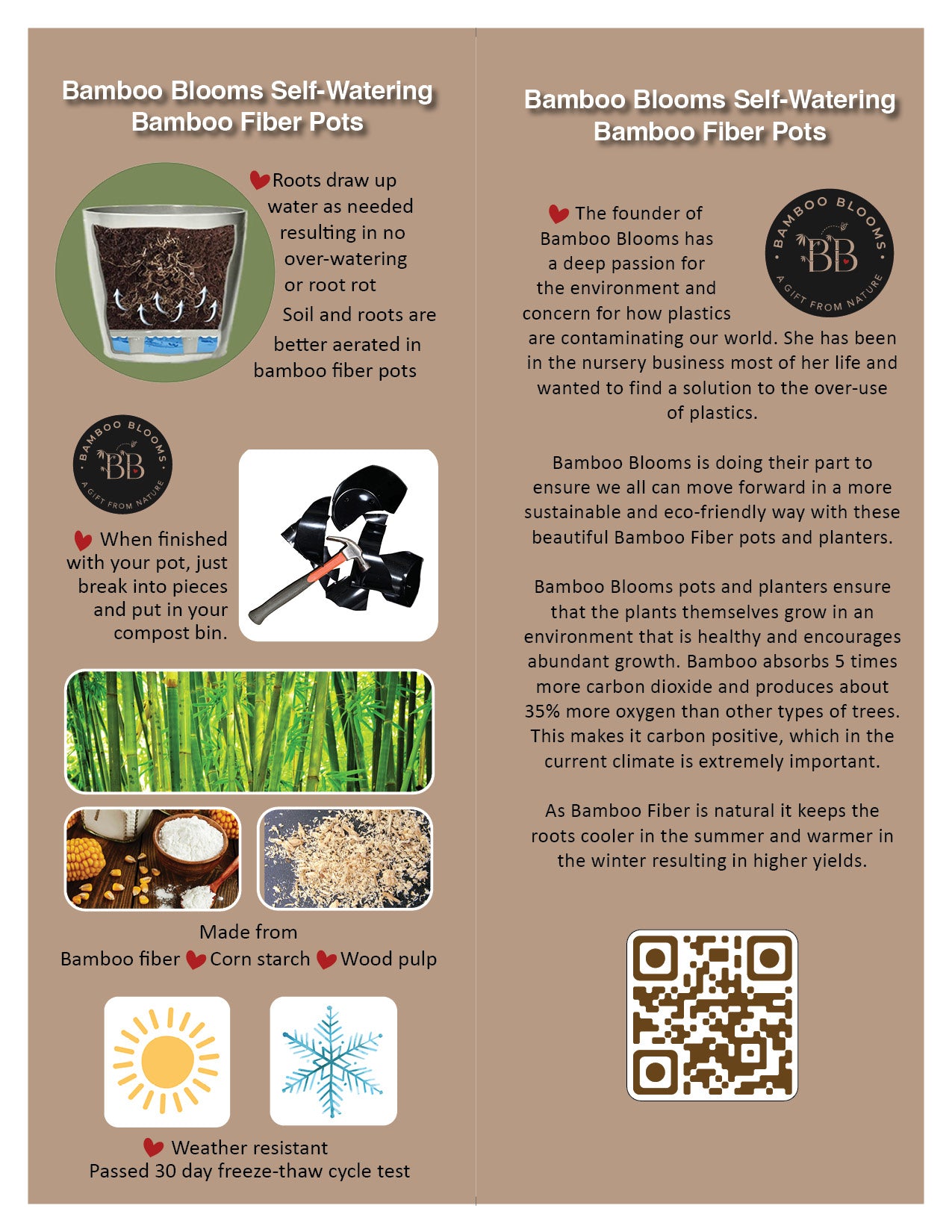 16" Sage Green Rectangular Self-Watering Bamboo Planter