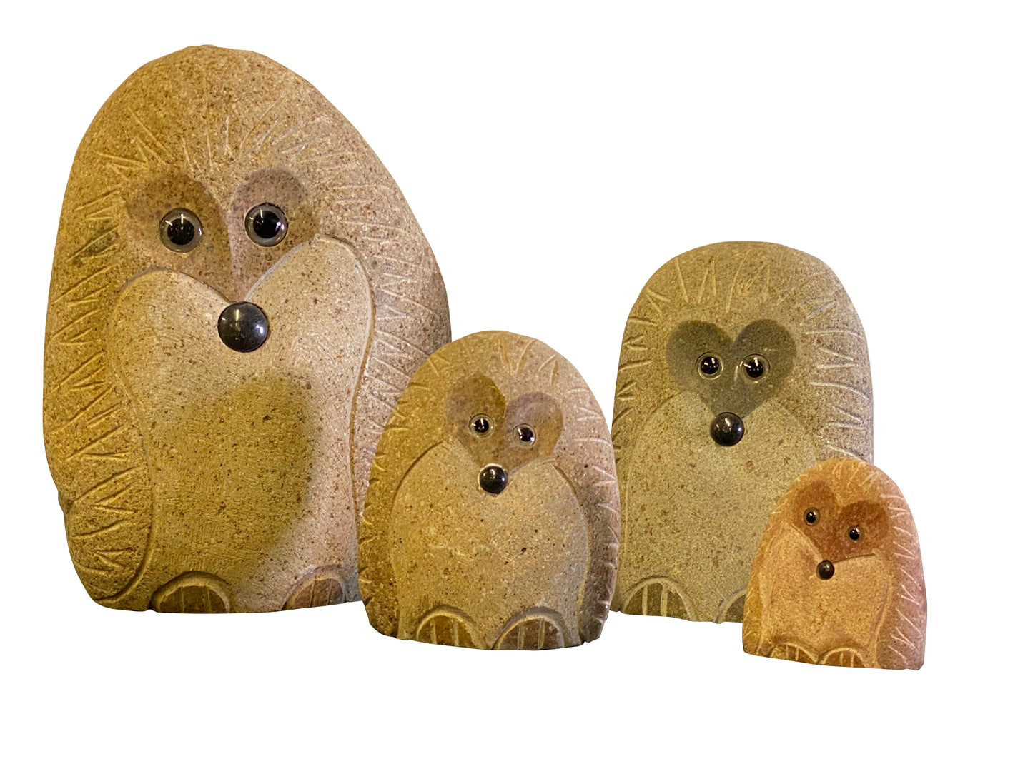 Family of Boulder Standing Hedgehogs 4 Pcs 4"6"8"12"