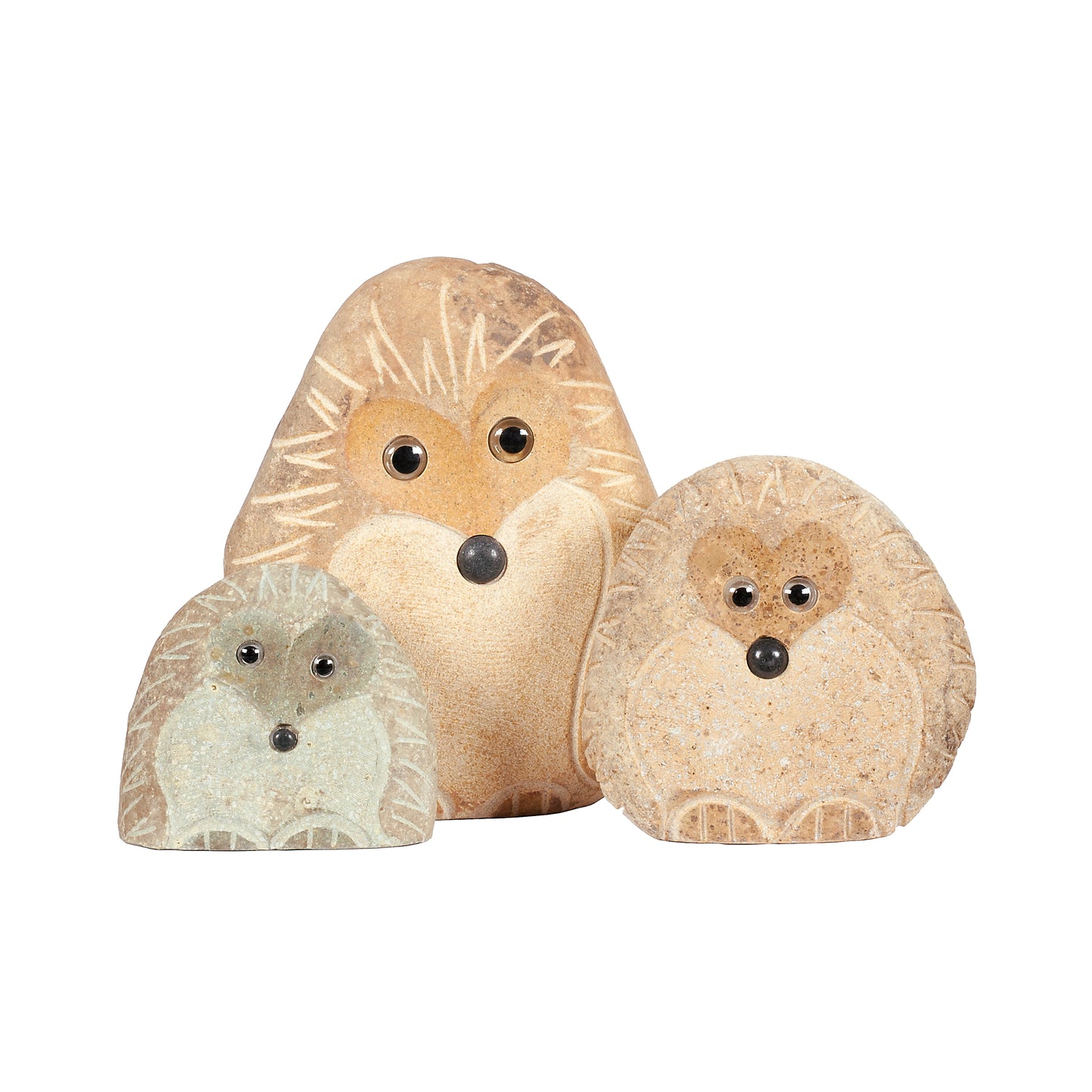 Family of Boulder Standing Hedgehogs 3 Pcs 4"6"8"