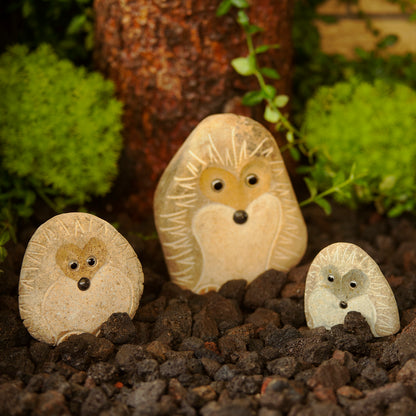 Family of Boulder Standing Hedgehogs 3 Pcs 4"6"8"