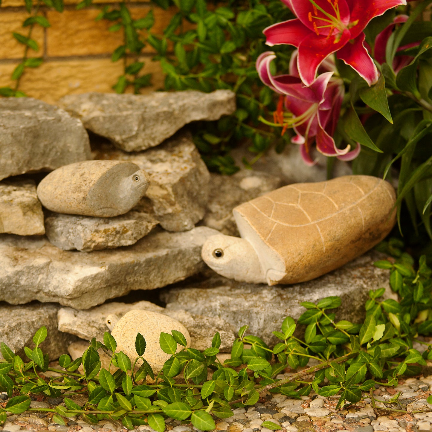 Family of Boulder Turtles 3 Pcs 4"6"10"