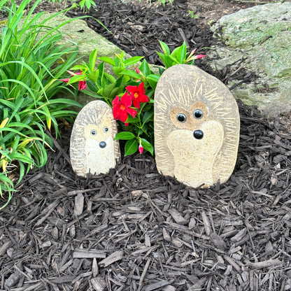 Family of Boulder Standing Hedgehogs 2 Pcs 8"12"
