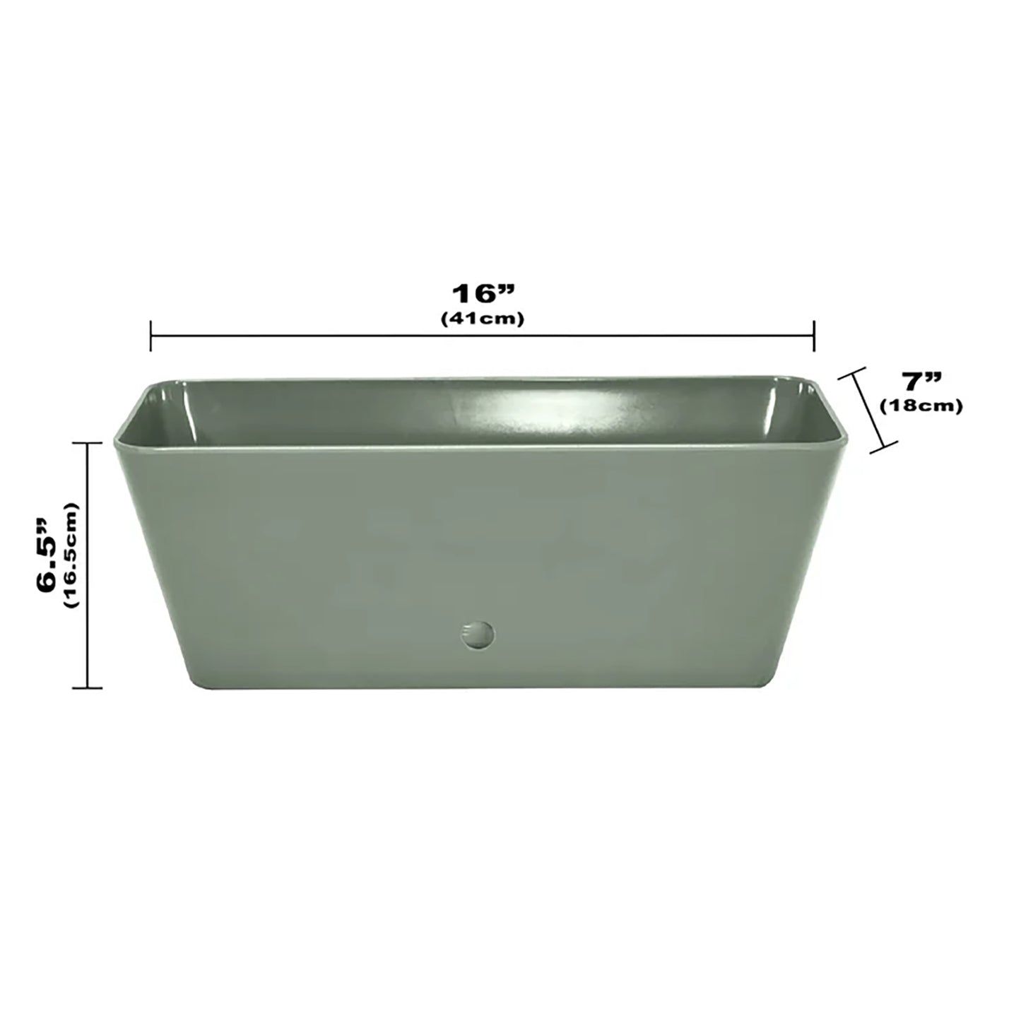 16" Sage Green Rectangular Self-Watering Bamboo Planter