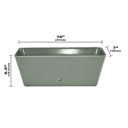16" Sage Green Rectangular Self-Watering Bamboo Planter