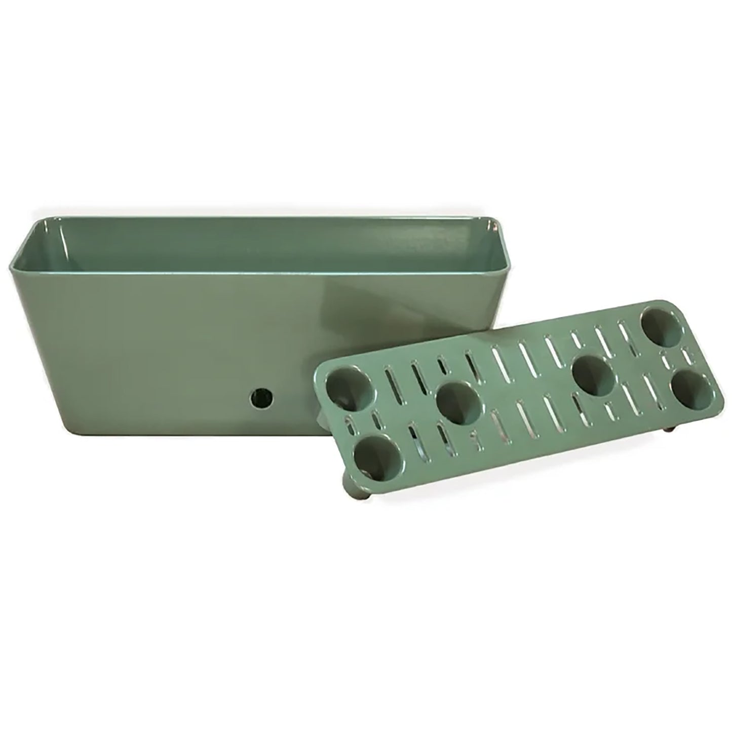 16" Sage Green Rectangular Self-Watering Bamboo Planter