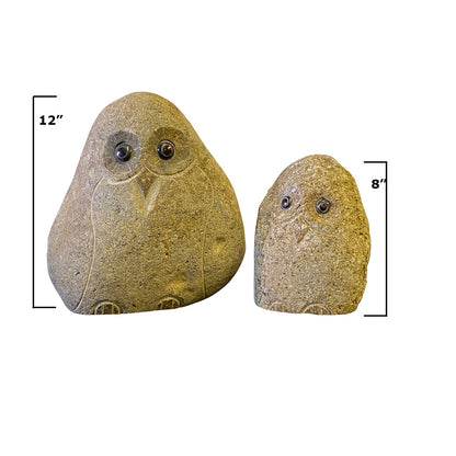 Family of Boulder Owls 2 Pcs 8"12"